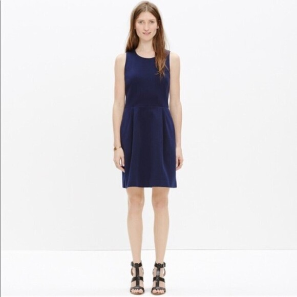 MADEWELL Navy Blue Verse Ponte Fit & Flare Pocket Sleeveless Mini Dress Size XS - Picture 1 of 9